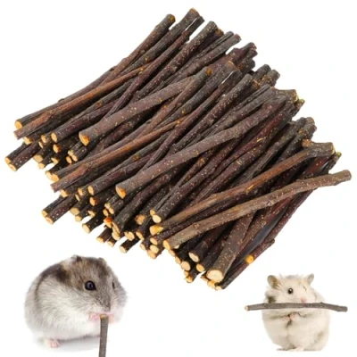 Image of DAJING Apple Sticks Molar Toys for Rabbits, Chinchillas, Guinea Pigs, Parrots, Hamsters (200g)