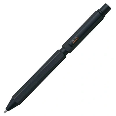 Image of RHODIA 9342C 3 in 1 scRipt Multipen 2 Ballpoint Pens 0.5 mm Black &amp; Red + Graphite Mechanical Pencil Hexagonal Body Brushed Aluminium Refillable Eraser Under the Push Button