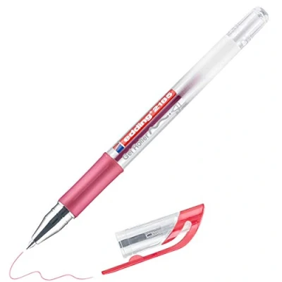 Image of edding 2185 gel roller red 1 pen 0.7 mm for writing, drawing, colouring mandalas, bullet journals colour