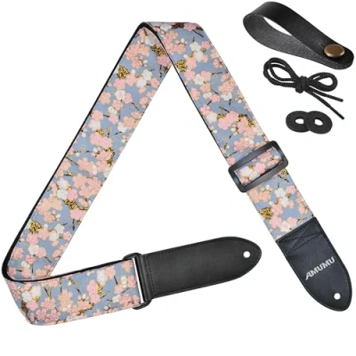 Image of Amumu Plum blossom Guitar Strap for Acoustic Electric and Bass 2 inches Wide