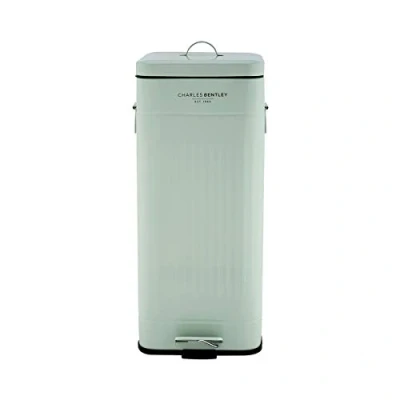 Image of CHARLES BENTLEY Kitchen Bin, 30 Litre, Steel, Square, Retro Style, Pedal Waste Green, Contemporary, Aesthetic, Convenient, Side and Lid Handles, Inner Bucket, Easy Emptying (67x27cm)