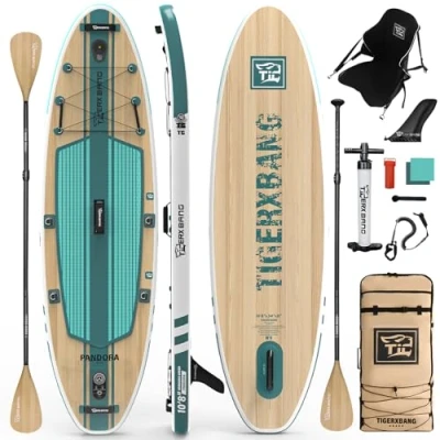Image of TIGERXBANG Paddle Board, 10.8&#039; Stand Up Paddleboarding with Premium Complete Inflatable SUP Accessories, Extra Wide Paddleboards for Adults &amp; Kids Pandora Collection Chili Red