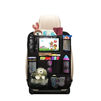 Image of Heyham Car Backseat Organizer, Organiser for Kids with 10.1&quot; iPad Tablet Touch Screen Holder &amp; 12 Storage Pockets Seat Back Protectors Kick Mats Toy Bottle Book Drink (1 Pack)