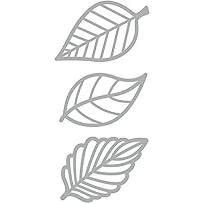 Image of Artemio Dies Set of 3 Veined Leaf Cutting Dies, Steel, Silver, 8 x 1 22 cm