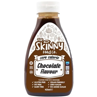 Image of Skinny Food Co Sugar Free Chocolate Syrup 425ml Zero Calorie For Breakfast, Pancake, Snacks, Drinks &amp; Desserts Vegan, Gluten free, Keto Paleo Friendly Syrups
