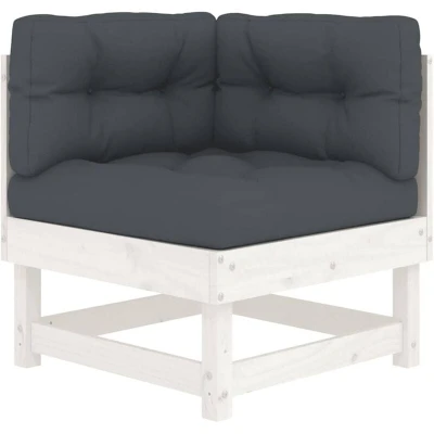 Image of vidaXL Corner Sofa with Cushions White Solid Wood Pine