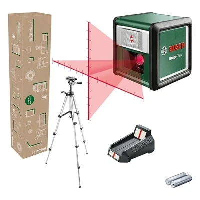 Image of Bosch Home and Garden Cross line Laser Quigo Plus with Tripod, Easy Alignment at Equal Variable Distances Thanks to Markings on The line, in Cardboard Box