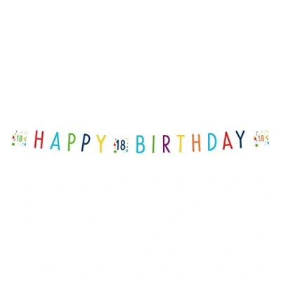 Image of (PKT) 1 Confetti Birthday 18th Letter Banner 1.8m