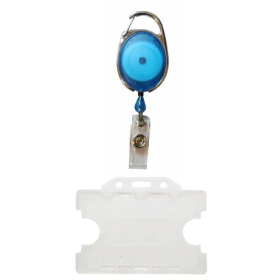 Image of Customcard ltd Retractable Badge Reel with Double Sided Opaque ID Card Holder Blue, DSOBHBR