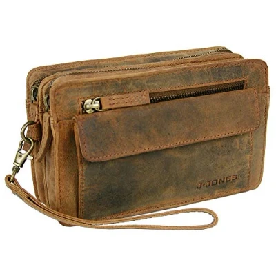 Image of Wallet Mens Leather Business Style Clutch Bag with Wrist Strap J.Jones