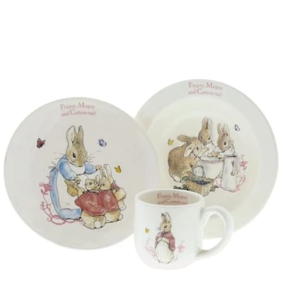 Image of Beatrix Potter Flopsy Mopsy And Cottontail 3 Piece Nursery Set