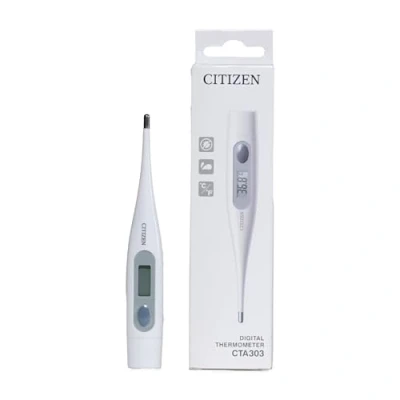 Image of Citizen CTA303 Digital Thermometer, Water Resistant, Antibacterial casing with Fever Alarm. Accurate and Fast Readings for Adults Children., White