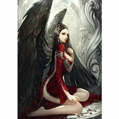 Image of 5D Diamond Painting Kits, DIY Black Angel Crystal Rhinestone Embroidery Cross Stitch Full Drill Art, Paintings kit for Adults Home Wall Deco(30x40cm)