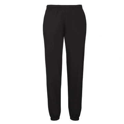 Image of Fruit of the Loom Mens Elasticated Cuff Jogging Bottoms (Black) Size Large