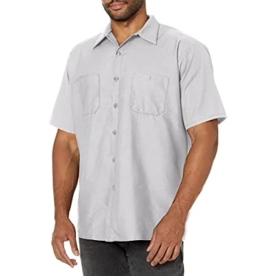 Image of Red Kap Men&#039;s Short Sleeve Industrial Work Shirt, Silver Grey, Large