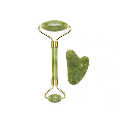 Image of BEPER C301ABE101 Roller and Stone Gua Sha in Jade, Jade &amp; Massagge Tool, Facial Body Massage, Relaxing, Remodeling Age