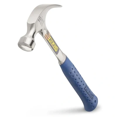Image of Estwing ESTE316C 14 218 16 Ounce Claw Hammer with Nylon Vinyl Cushion Grip Handle, Smooth Face, 1 Pack, Blue, White