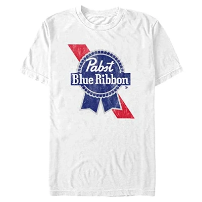 Image of Fifth Sun Men&#039;s Pabst Logo Sg Young Short Sleeve Tee Shirt T, White, S