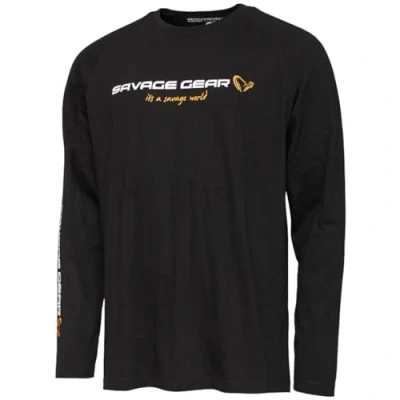 Image of Savage Gear Signature Logo Long Sleeve t shirt Black Caviar M Fishing