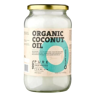 Image of Organic Coconut Oil CocoNativo 1000mL (1Liter) Extra Virgin Oil, Premium, Native, Cold Pressed, Raw Food Quality, Pure (1000ml) for Cooking, Frying and Baking, Hair Skin