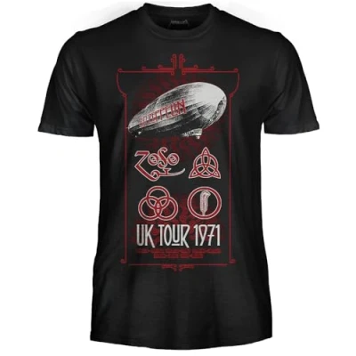 Image of Led Zeppelin T Shirt uk tour 1971 Official Band Rock Unisex Adult Boy Shirt, 1971, XL