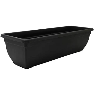 Image of Cheerful Bargains Large 60cm Black Plastic Planter Plant Pot Trough Rectangle Window (Pack Of 4)