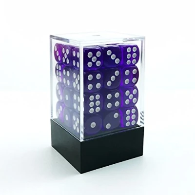 Image of Bescon 12mm 6 Sided Dice 36 in Brick Box,12mm Six Die (36) Block of Dice, Translucent Purple With White Pips