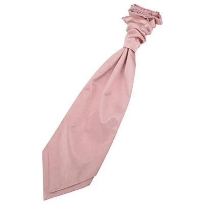 Image of DQT Men Pre Tied Plain Satin Wedding Scrunchie Cravat Dusty Pink