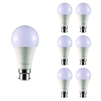 Image of TEKLED® A60 LED Bulbs B22 Bayonet Cap Energy Saving 12W Light Bulb 100W Incandescent Equivalent 2700K 1020LM NONDIMMABLE 6 Pack Warm White
