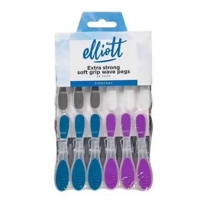Image of Elliotts Extra Strong Soft Grip Wave Pegs 24 Pack