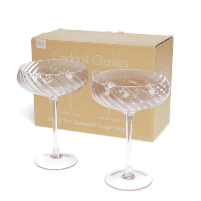 Image of Rex London Scalloped Coupe Cocktail Glasses 250ml (Set of 2) Pink