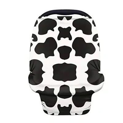 Image of Binienty Stretch Car Seat Cover for Babies, Cow Print, Multi Use Nursing Cover, High Chair/Shopping Cart/Breastfeeding Carseat Canopies