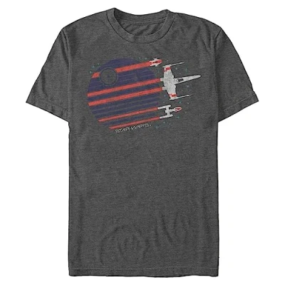 Image of STAR WARS Men&#039;s Rebel Flyby T Shirt, Charcoal Heather, Medium