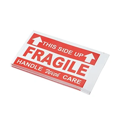 Image of Fragile Handle with Care Red Packaging Adhesive Sticker (12.6 x 7.7cm) (Pack of 10)