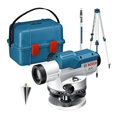 Image of Bosch Professional Optical Level GOL 20 D (20x magnification, unit of measure: 360 degrees, range: up to 60m, measuring rod GR 500, tripod BT 160, in carrying case)