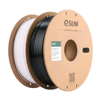 Image of eSUN PETG Filament 1.75mm, 3D Printer PETG, Dimensional Accuracy +/ 0.05mm, 1KG per Spool, 2 Spools Printing for Printers, Solid Black and White