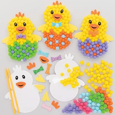 Image of Baker Ross Easter Egg Pom Poms Pack of 5, Crafts, Craft for Kids (FC493)