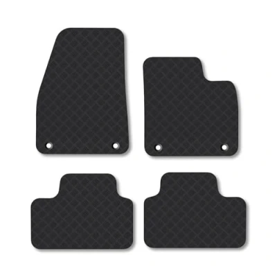 Image of Rubber Car Mats Compatible with Volvo Xc40 (2018 ) [Manual] Tailored Fit Floor Set Accessory Black Custom 4 Pieces Clips Anti Slip Backing, Heavy Duty &amp; Waterproof