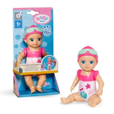 Image of BABY born Splish Splash Emma, Interactive Bath Time Toy Swimming Emma with Wind Up Mechanism, Colourful Toddler Toy, Sensory Fun and Development, 839133 Zapf Creation, Pink