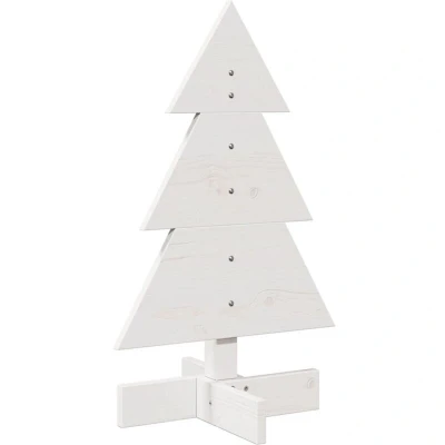 Image of vidaXL Wooden Christmas Tree for Decoration White 60 cm Solid Wood Pine