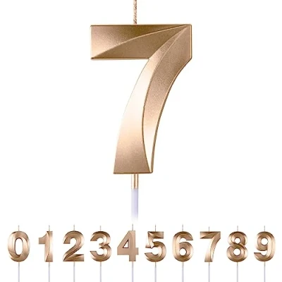 Image of 7th Birthday Number Candles,3D Champagne Candle,Number 7 Candle for Party Cake Topper Decorations Boys Girls Anniversary Supplies