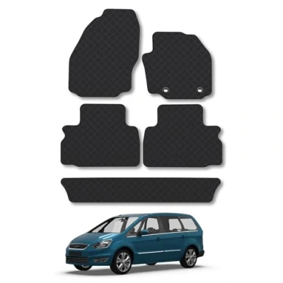 Image of Rubber Car Mats Compatible with Ford Galaxy (2006 2013) Dl Tailored Fit Floor Set Accessory Black Custom 4 Pieces Clips Anti Slip Backing, Heavy Duty &amp; Waterproof