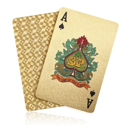 Image of ACELION Waterproof Plastic Playing Cards, Deck of Gift Poker Cards… (Gold)
