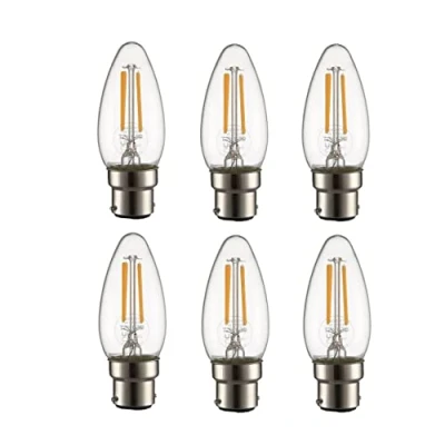 Image of TEKLED® C35 Candle DIMMABLE Filament Vintage LED Bulbs B22 Bayonet Cap Energy Saving 4W Light Bulb 40W Equivalent Clear 2700K 470LM 6 Pack Warm White (Dimmable B22)