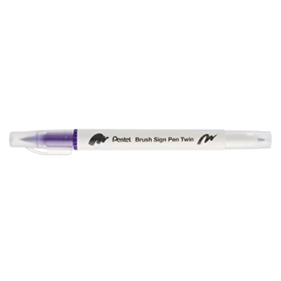 Image of Pentel Brush Sign Pen Twin Tip Violet Pack of 10