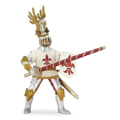 Image of Papo 39790 White knight fleur de lys MEDIEVAL FANTASY brave Figurine, Multicolour