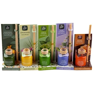 Image of Pan Aroma 5 x Reed Diffusers Sandalwood, Caramel, Lemongrass, Lime, Jasmine (Set of 5)