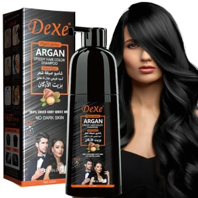 Image of Instant Black Hair shampoo 420ml Semi Permanent Dye for Natural Hair, Lasts 30 Days, Fast Acting Formula Men &amp; Women (Natural Black)