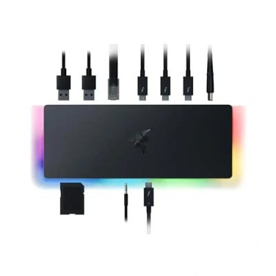 Image of Razer Thunderbolt 4 Dock: 10 Ports in 1 Dual 4K or Single 8K Video Output USB A and C Hub, 2.5 GbE 3, Mac, PC Compatible Certified Passthrough Charging Chroma
