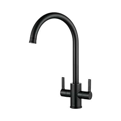 Image of Ibergrif, Kitchen Tap with 2 Spray Function, Two Lever Sink Mixer, High Spout